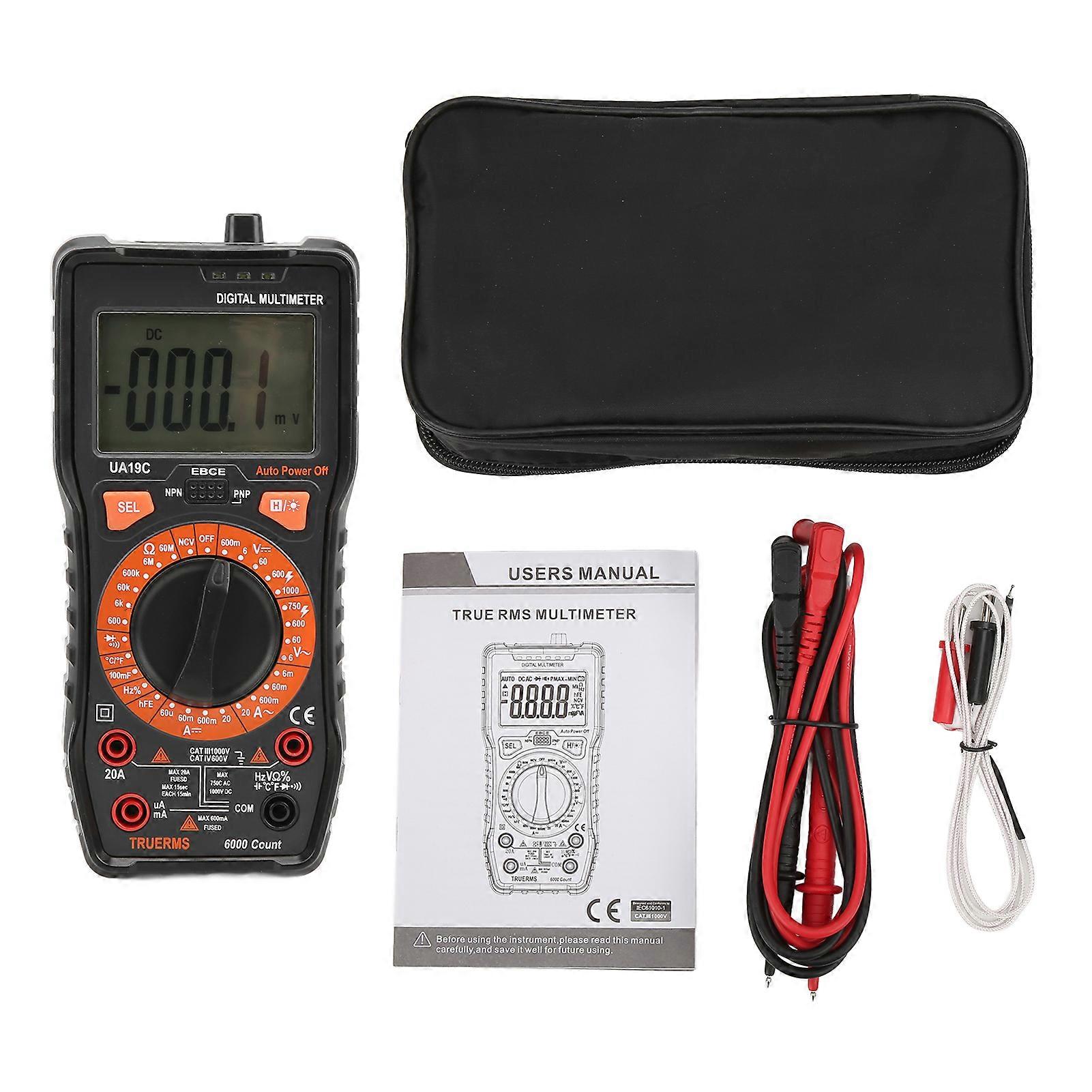 UA19C 20A/1000V LCD Electrical Meter Digital Multimeter with High Accuracy and Buzzer Portable and Multifunction for Family and Factory