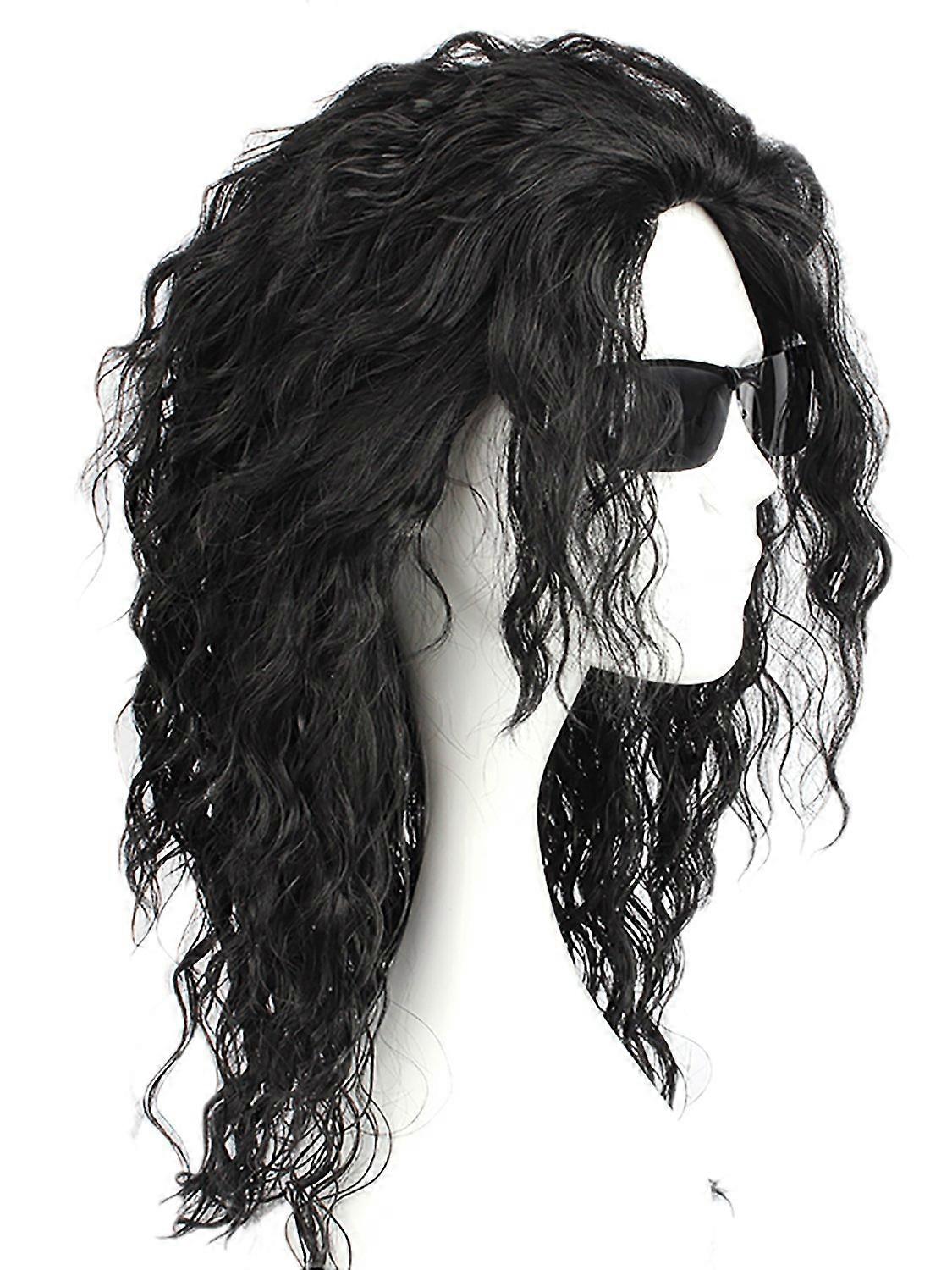 black long hair wig for men