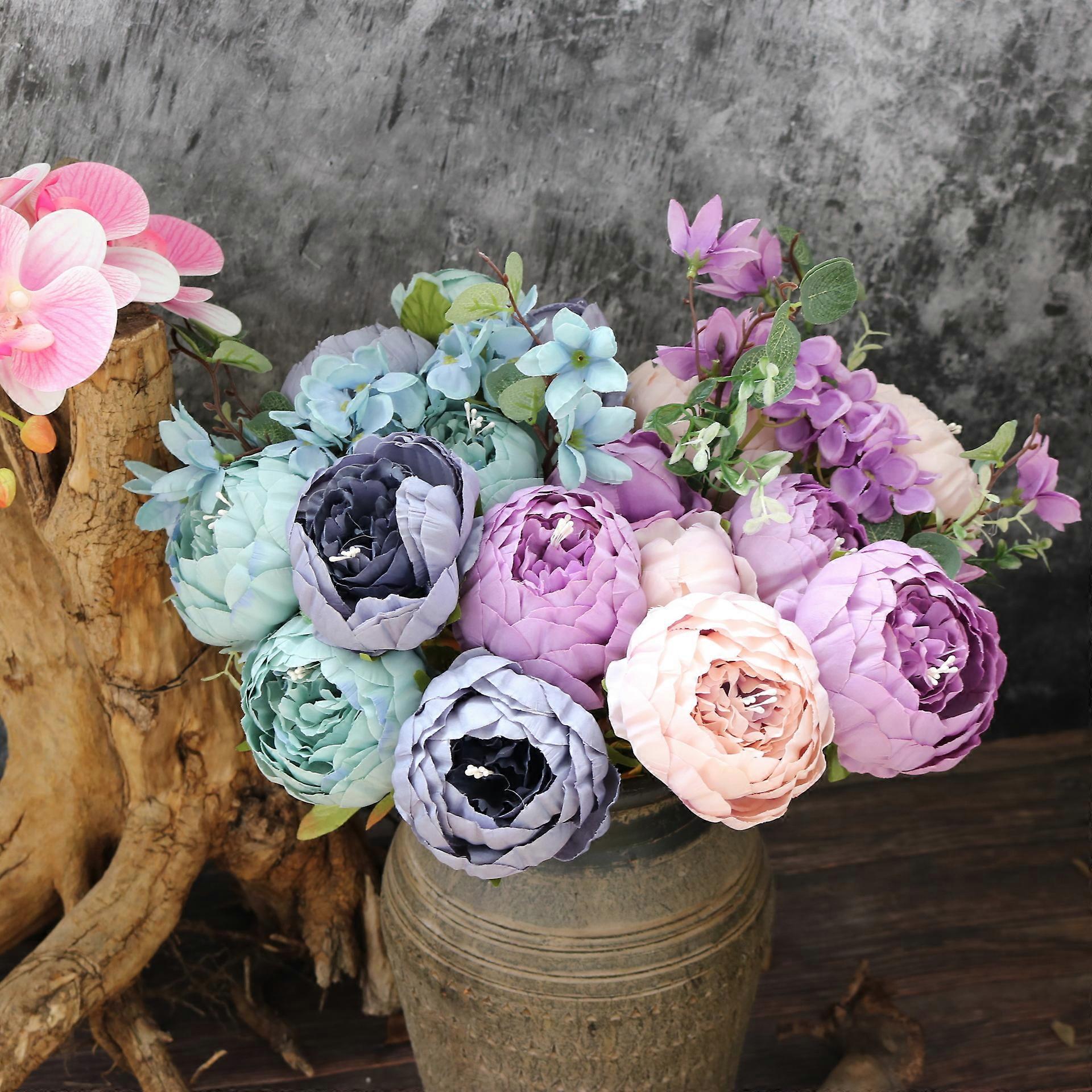 40-Pack Artificial Peony Flower Heads - 3.15 Inch Silk Faux Peonies For Wedding, Bouquet, Home Decor (Blue) - View #5