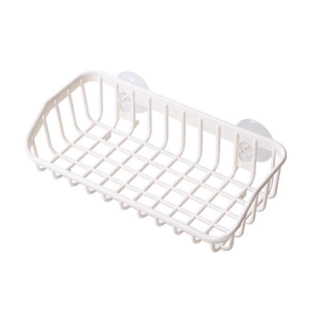 Plastic Sink Shelf Kitchen Sponge Holder Rack Drain Basket With Double Suction Cups