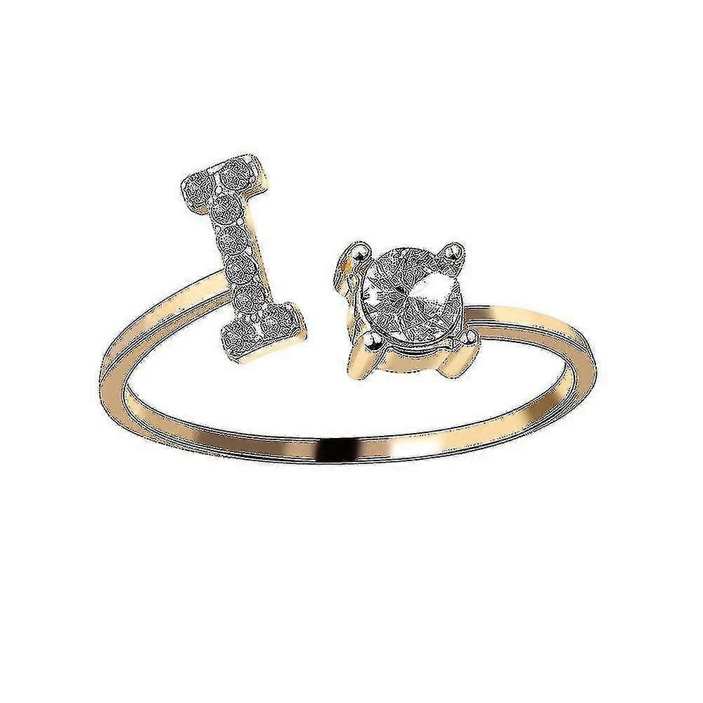 A-z Letter Gold Color Metal Adjustable Opening Ring, Initials Name Alphabet