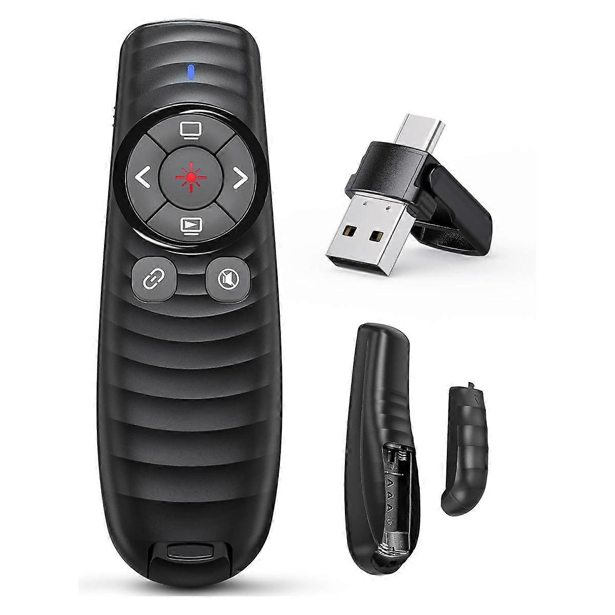 Präsentation Clicker 2-in-1 USB/Typ C Wireless Presenter Clicker, PPT Fernbedienung Rot für PC/Laptop, von