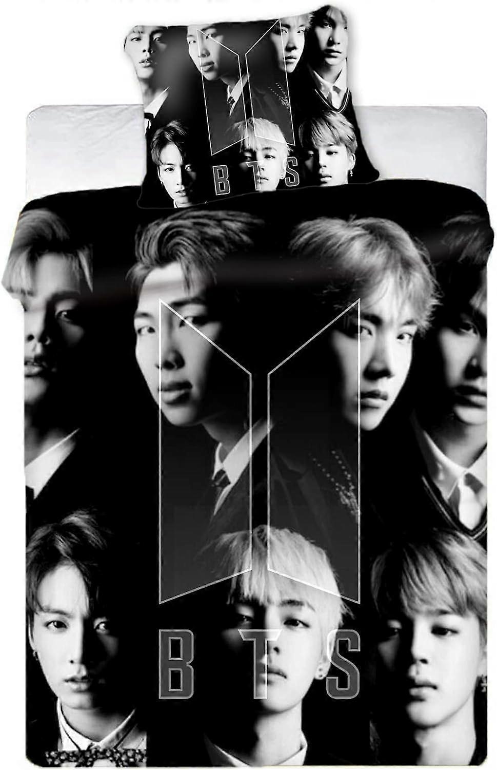 BTS Bangtan Boys Bedding Set D with Pillowcases, Microfiber, Thick and Soft, Suitable for Boys and Girls)