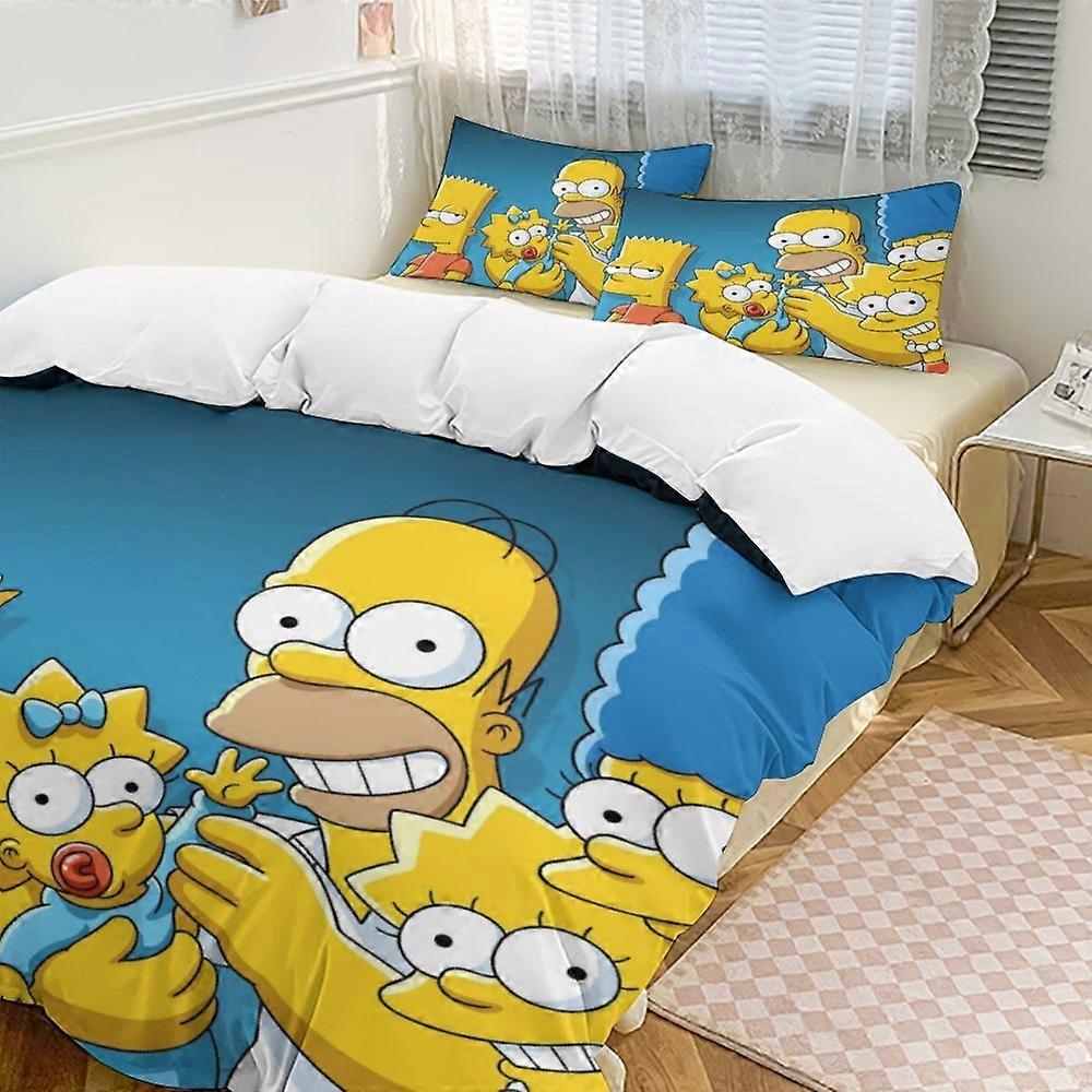 x520 Conjunto de Cama de 3 Peças Os Simpsons Capa de Edredom Macia e Quente e Confortável com 1 Capa de Edredom e 2 Fronhas para Quarto b520