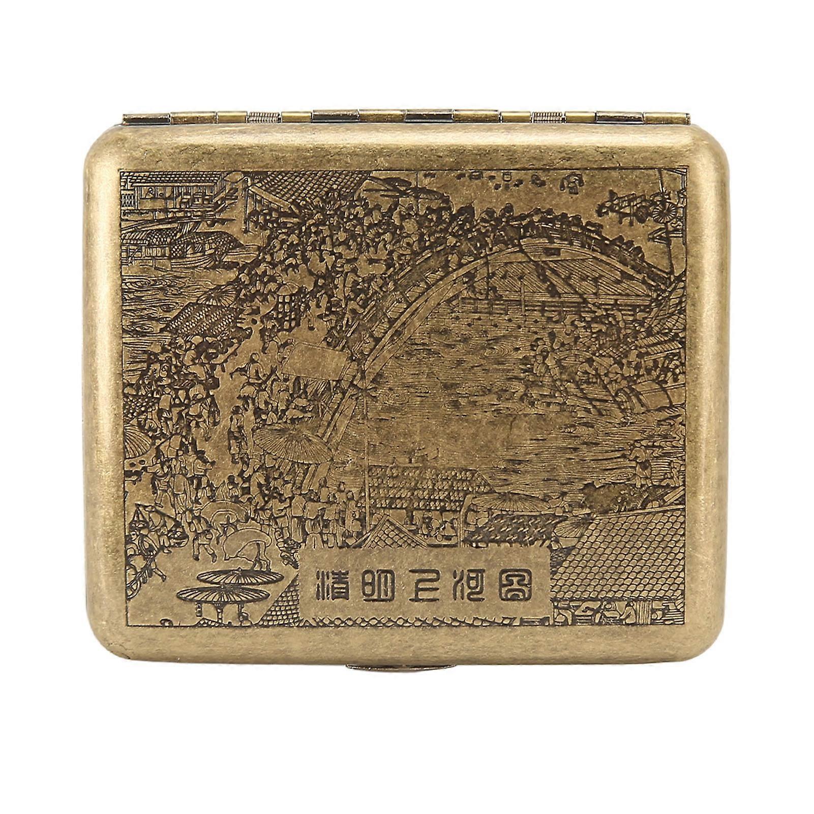 Metal Cigarette Case 20 Capacity Double Sided Spring Clip Open Portable Vintage Cigarette Holder Case