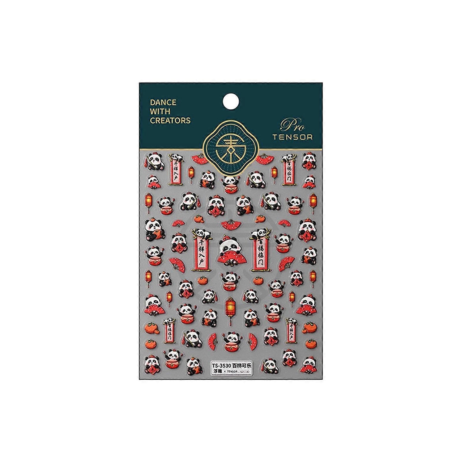 Enhance Your Nail Game With Thin And Translucent Pandas-themed Adhesive Nail Stickers - Exquisite Accessories For Trendy Nails