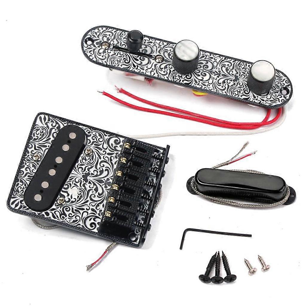6-string Saddle Bridge Board 3 Way Switch Control Plate Neck Pickup Set