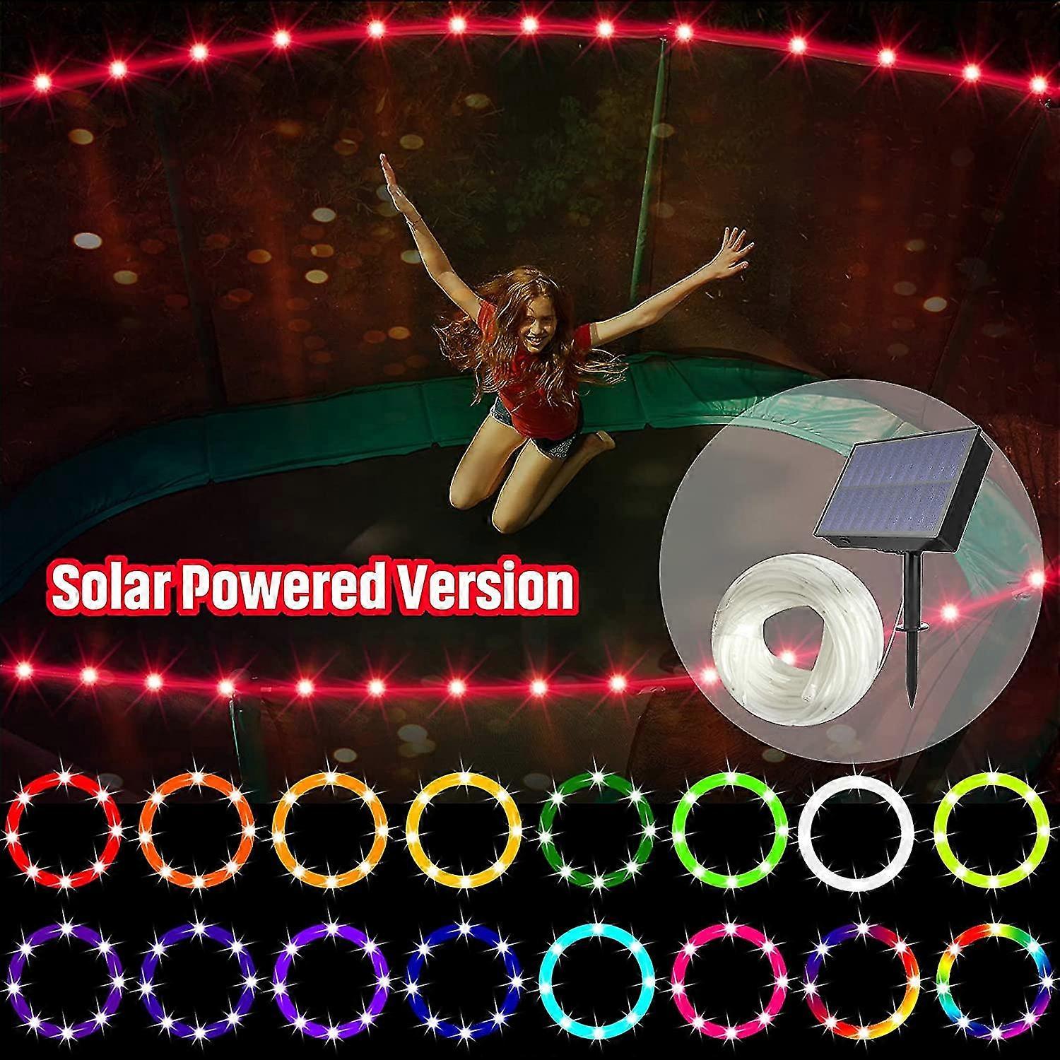 Led Trampoline Lights With Solar Panelremote Control Trampoline Rim Led Light For 12 Ft Trampoline, 16 Color Change By Yourself, Waterproof, Bright To