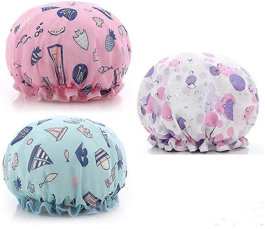 Shower Caps,eva Bath Cap Shower Hats 10.6" Waterproof Double Layers Reusable
