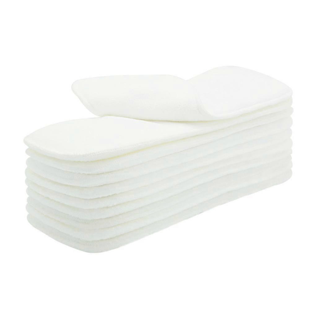 10pcs 3 Layers Microfiber Cloth Diaper Inserts Reusable Super Absorbent Soft Breathable Liner Nappy For Baby Diapers