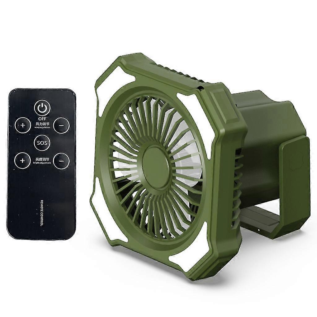Camping Desk Fan With Electric 3-speed Table Fan With Li-battery Led Light