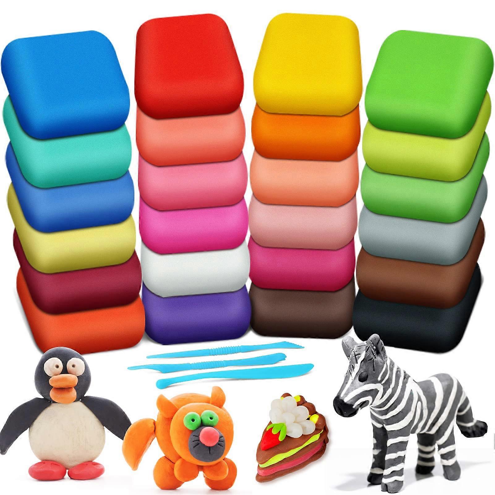 Air Dry Clay - Magic Clay 24 Colors, Modeling Clay for Kids with Tools, Soft & Ultra Light, Toys Gifts for Age 3 4 5 6 7