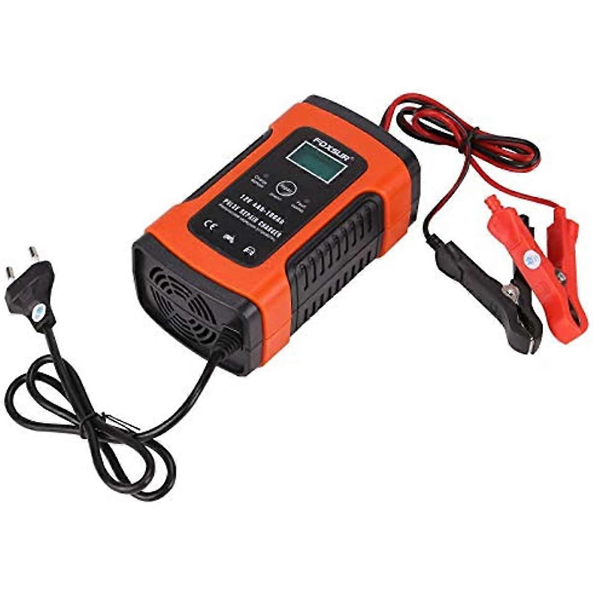 Autobatterieladegerät 5A 12V Autobatterieladegerät Intelligentes vollautomatisches Batterieladegerät mit LCD-Bildschirm für Auto, Motorrad, Boot oder Rasenmäher