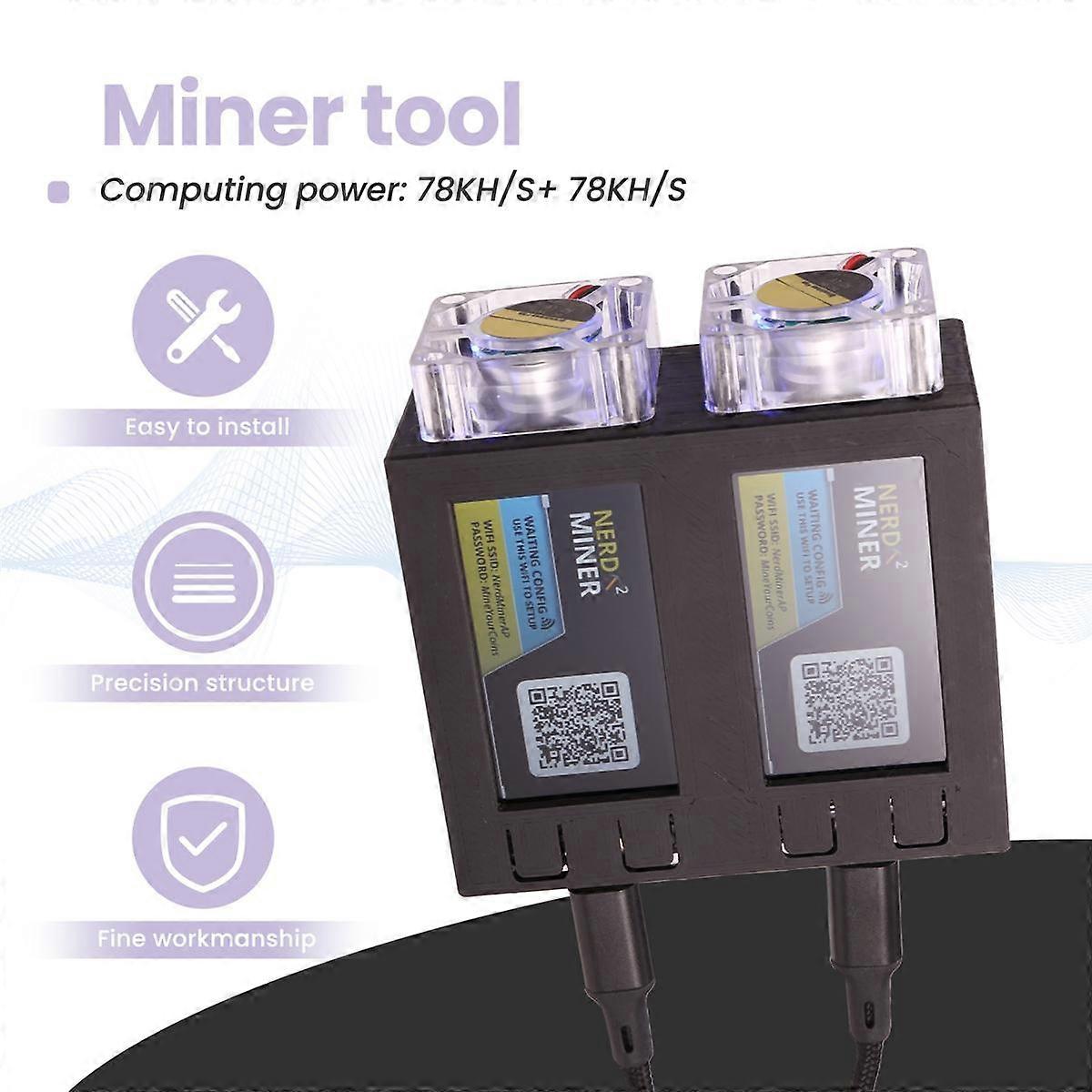 Para NerdMiner V2 Minero 78KH/SX2 Doble Pantalla BTC Solo Minero de Lotería  Bitcoin Nerd Minero