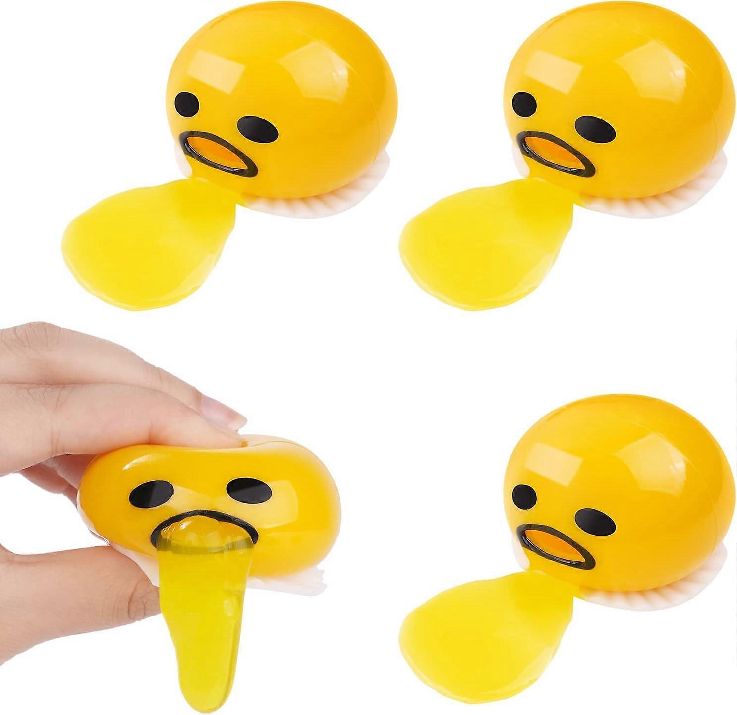 4 Pcs Vomiting Egg Toy, Egg Yolk Stress Ball Toy, Novelty Egg Yolk Stress Ball, Creative Vent Toy Stress Resistant Toys (Yellow)