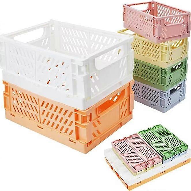 6 Pcs Plastic Foldable Storage Box Plastic Foldable Storage Baskets Foldable Crate Plastic Folding Basket Plastic Foldable Storage Boxes for Bedroom O