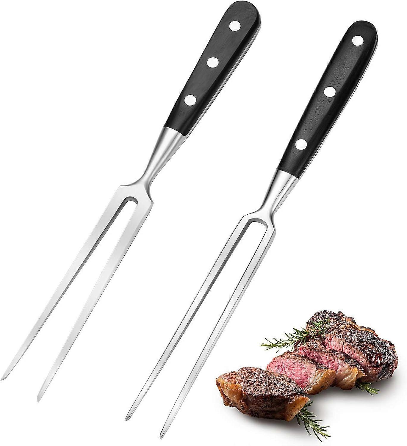 2 Pieces Carving Forks Stainless Steel Meat Fork Barbecue Fork Steak Fork for Kitchen Roast Grilling