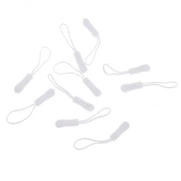 2x10Pcs Plastic Zipper Pull Cord Zip Puller Slider for Clothes Bags White