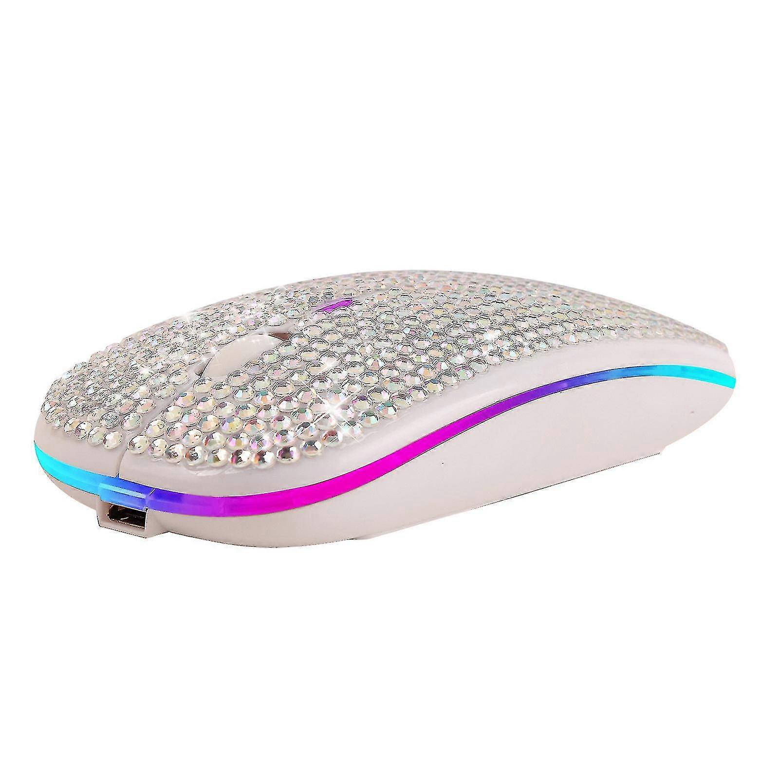 Dazzling Rechargeable 2.4ghz Ultra Thin Wireless Mouse Covered Wwith Crystal