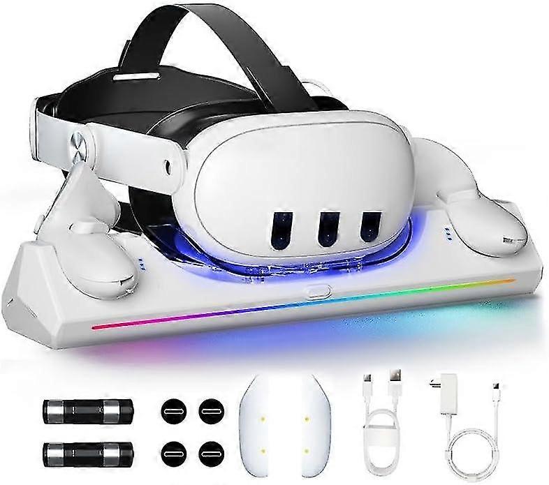 Vr Charging Stand For Meta Quest 3/oculus Quest 3, Charging Station Base With Rgb Light For Quest 3 Vr Headset & Controllers