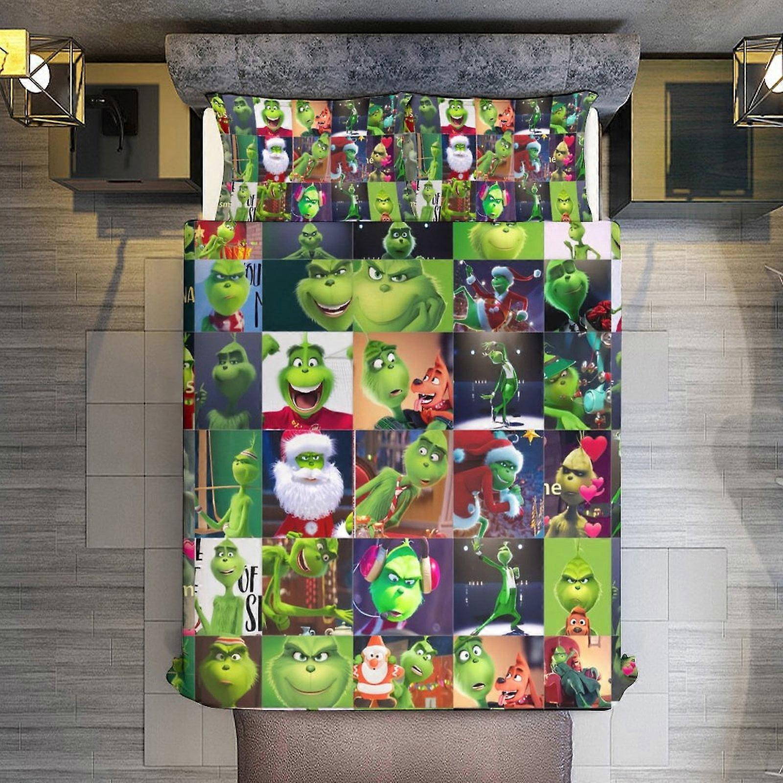 v686 Bed Sheets Bedding Comforter Set Queen Size, Grinch Face Set with ...