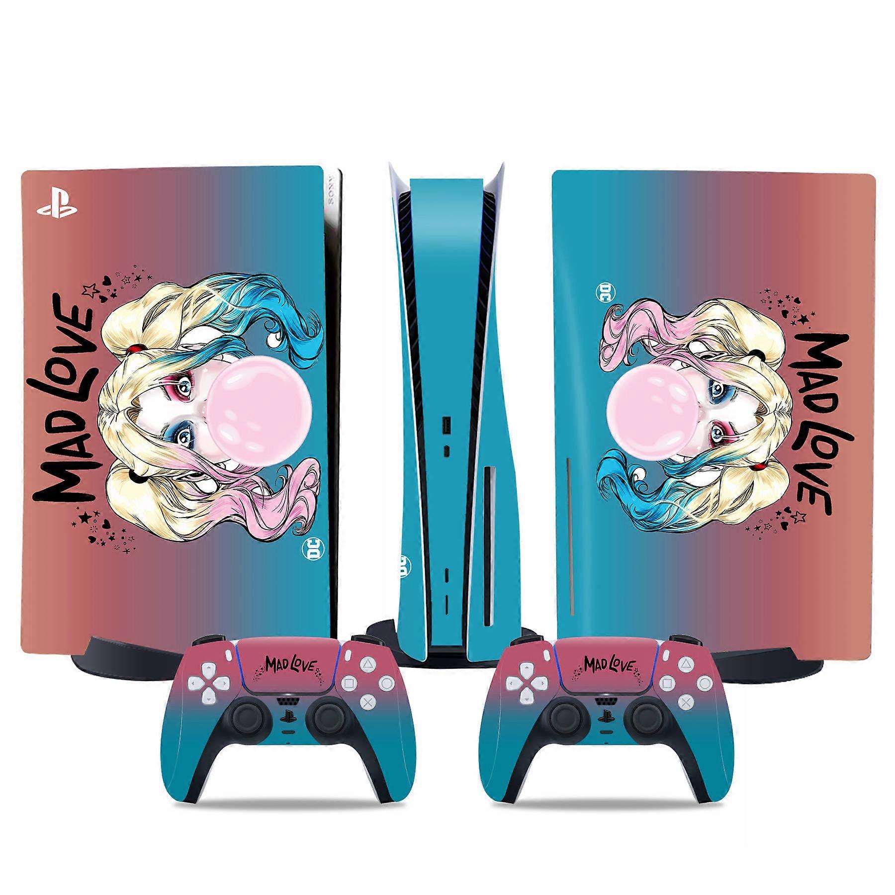 PS5 optical drive version sticker, cool PS5 skin, controller handle,for PS5 console and controller,DC cartoon,Halle9