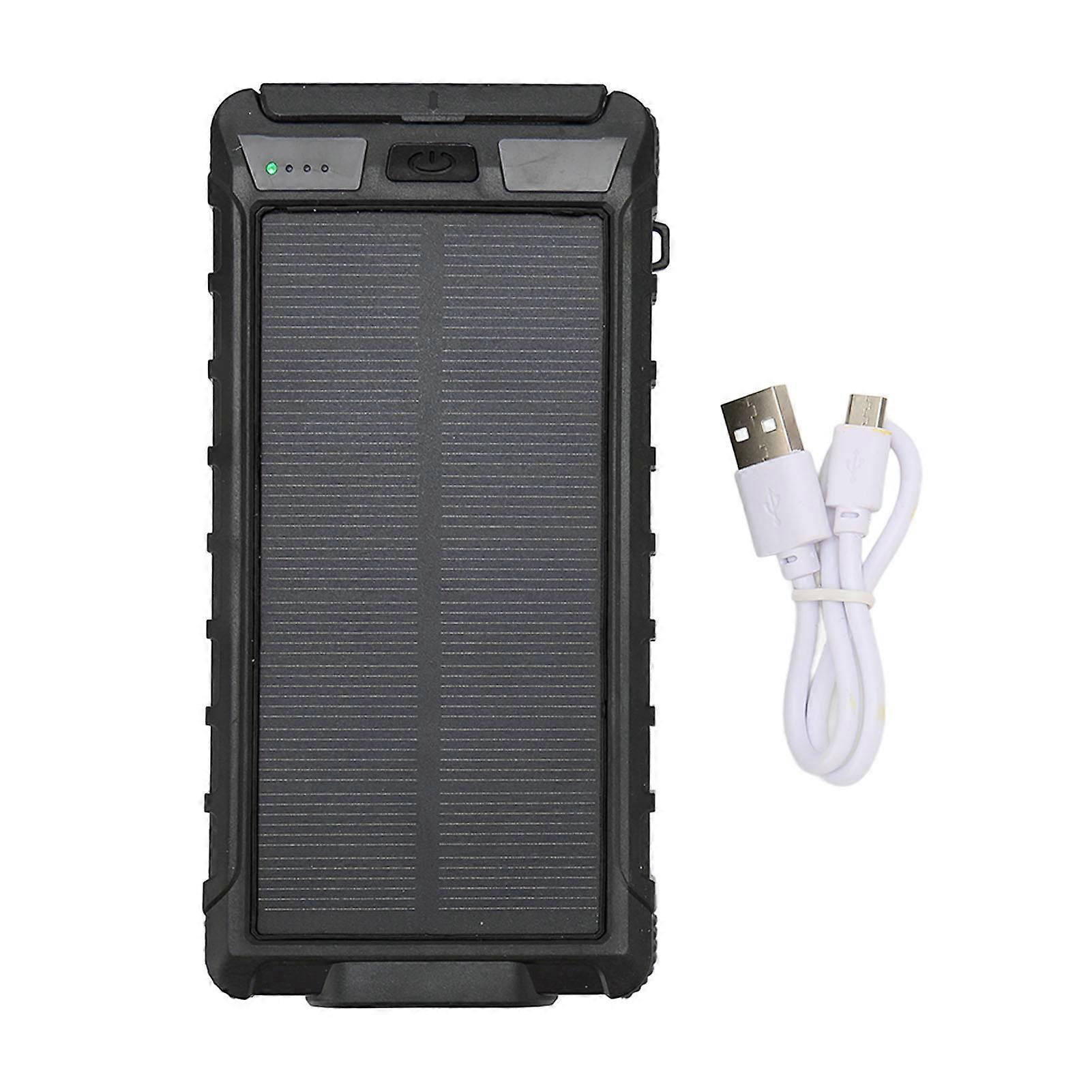 شاحن الهاتف الشمسي المحمول 20000mAh بنك الطاقة الشمسية مع بوصلة ومصباح يدوي LED للأسود في الهواء الطلق