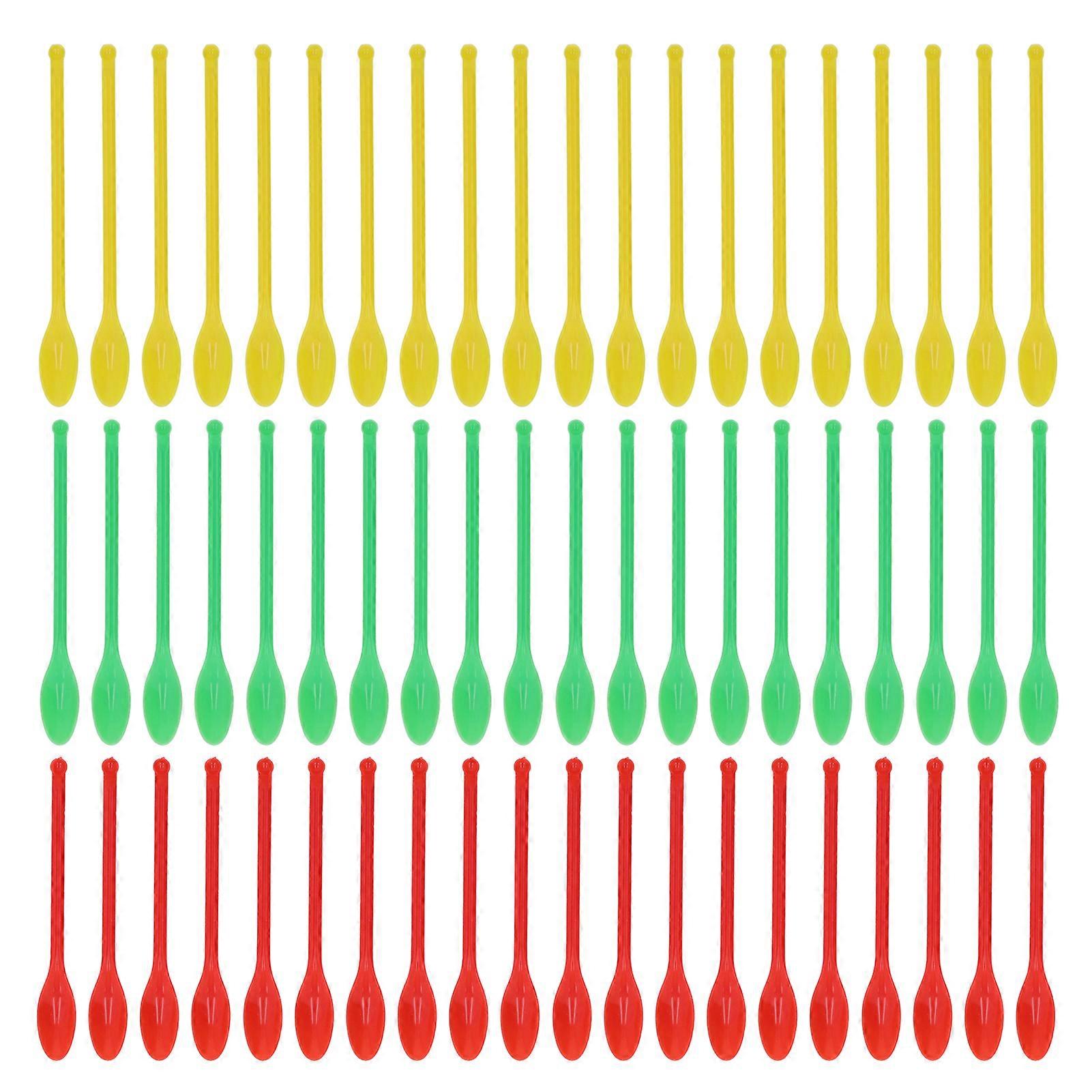 20セットラボ用スプーンスクーププラスチックダブルエンドグリーンレッドイエロー測定ツール
