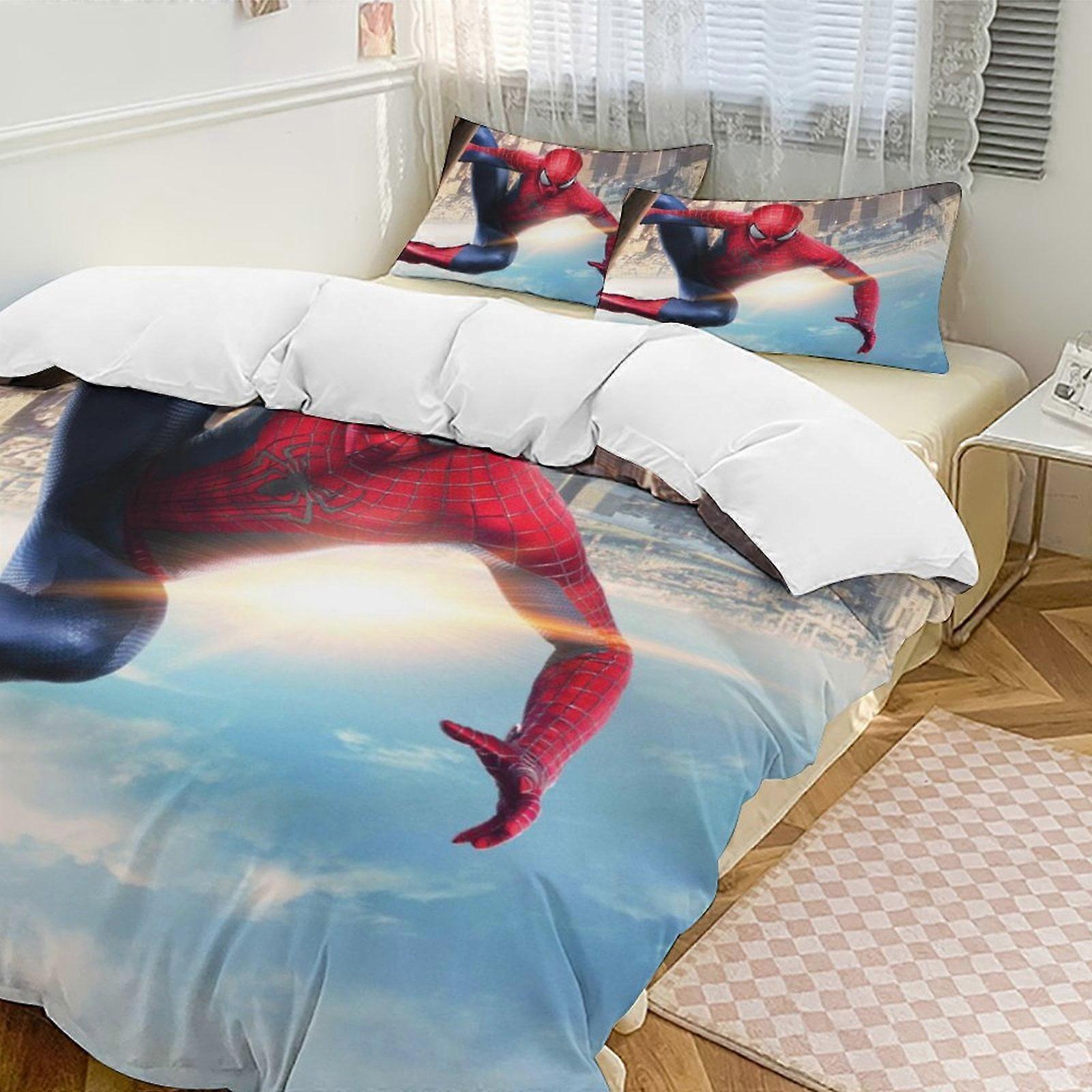 Zm607 Spider-Man 3-Piece Twin Bed Set - Includes 1 Single Quilt And 2 Pillow Cases Bedding - Fade Resistant Microfiber Lc607