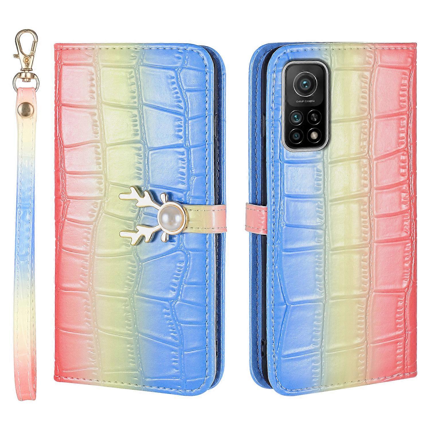 Elk Pattern Phone Case for Xiaomi 10T with Card Holder, lanyard, PU Leather Material, Wallet Function, Corner Fall Protection