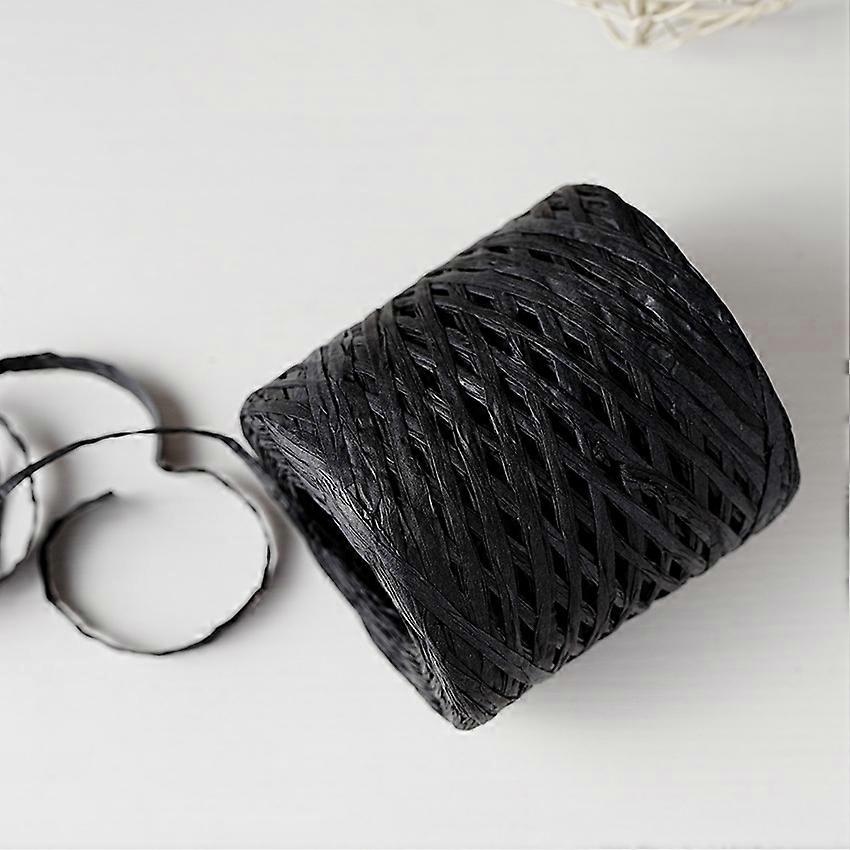 لفة جيدة 200 متر شريط ورق رافيا أسود مع مقص ، مجموعة متنوعة من خيوط الرافية الطبيعية للهدايا ، لوازم DIY ، باقات الزهور ، الزينة