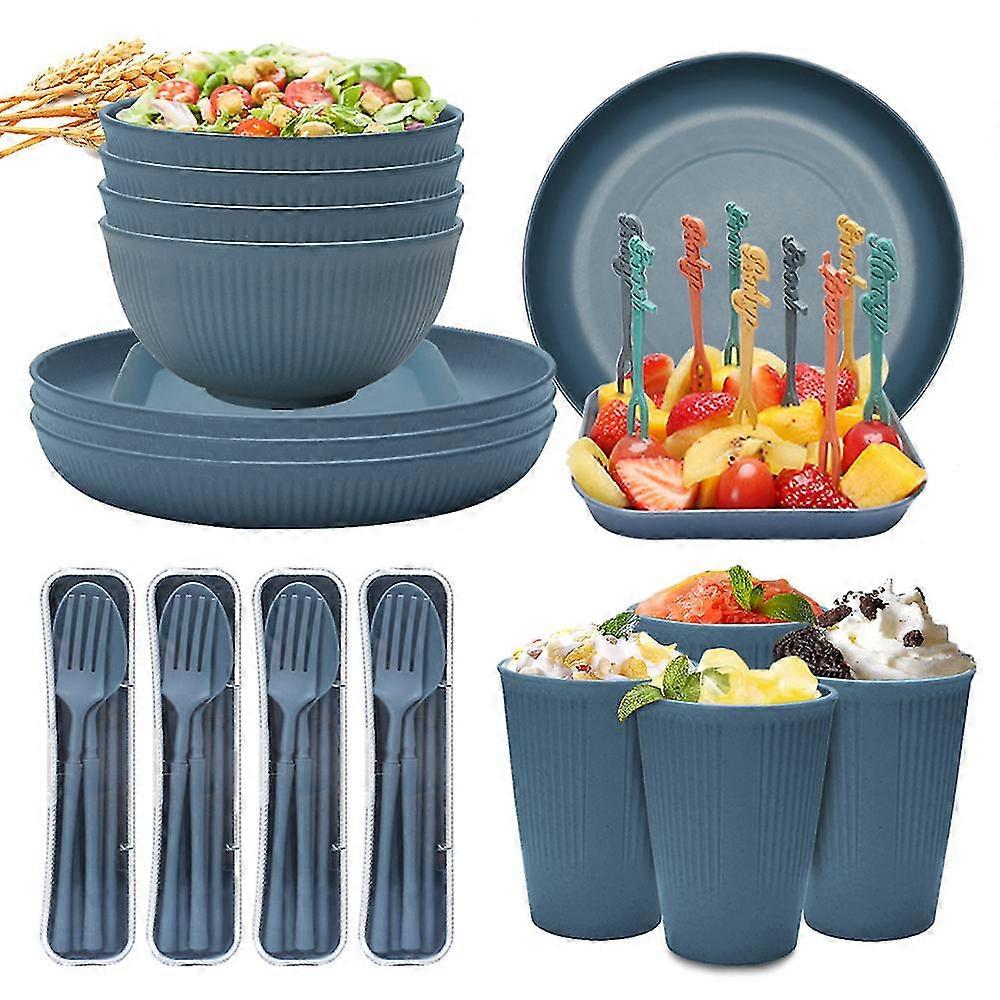 Unbreakable Dinnerware Sets Camping Plates and Bowls Set Plastic Picnic Dinner Sets