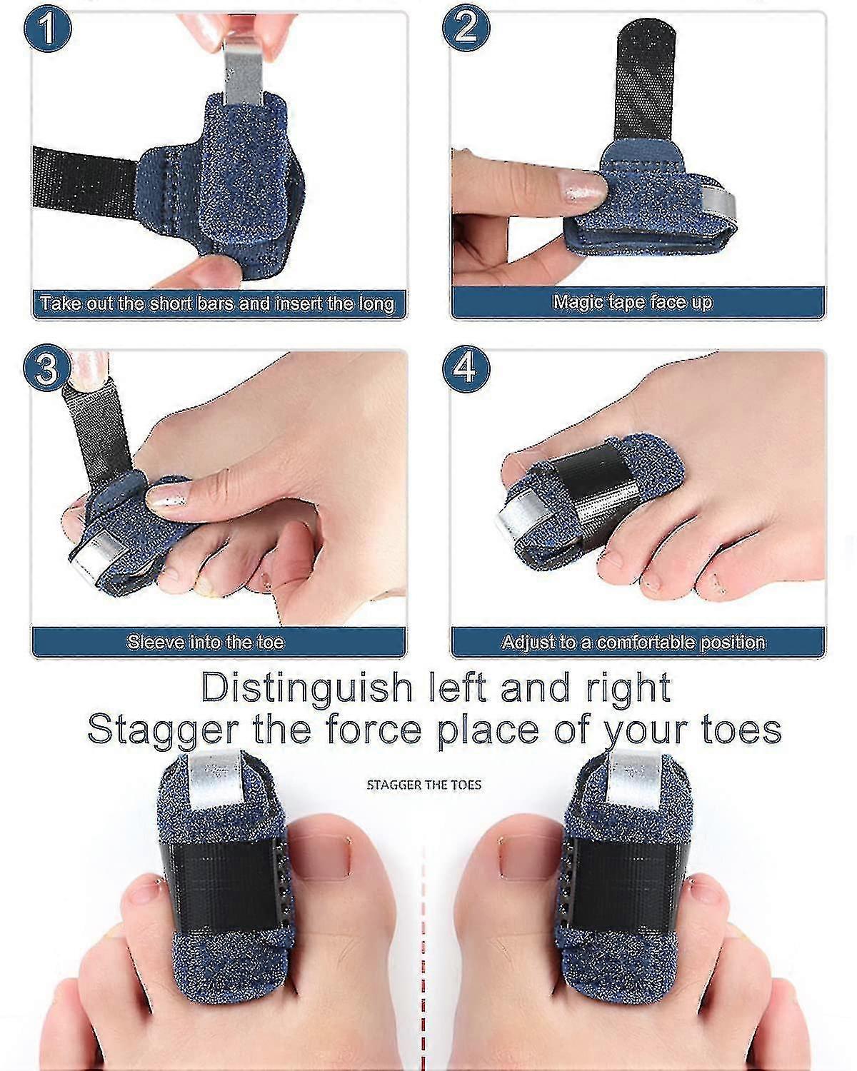 Left Toe Straightener, Breathable Hammer Toe Straightener Toe Splint Fracture Claw Toe Fixation Corrector Strap(kui)