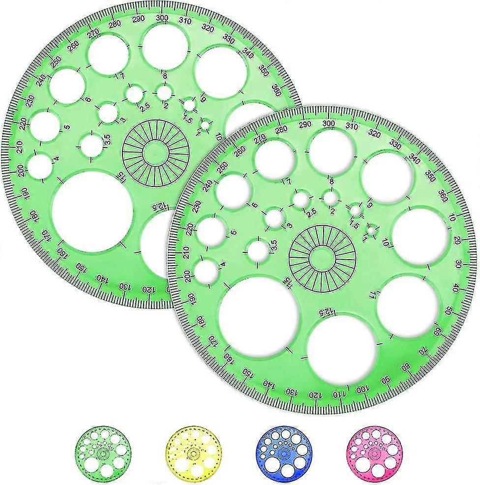 2 Pieces Circle Stencil Ruler Circle Stencil 360 Degree Protractor Plastic Circular Protractor Math