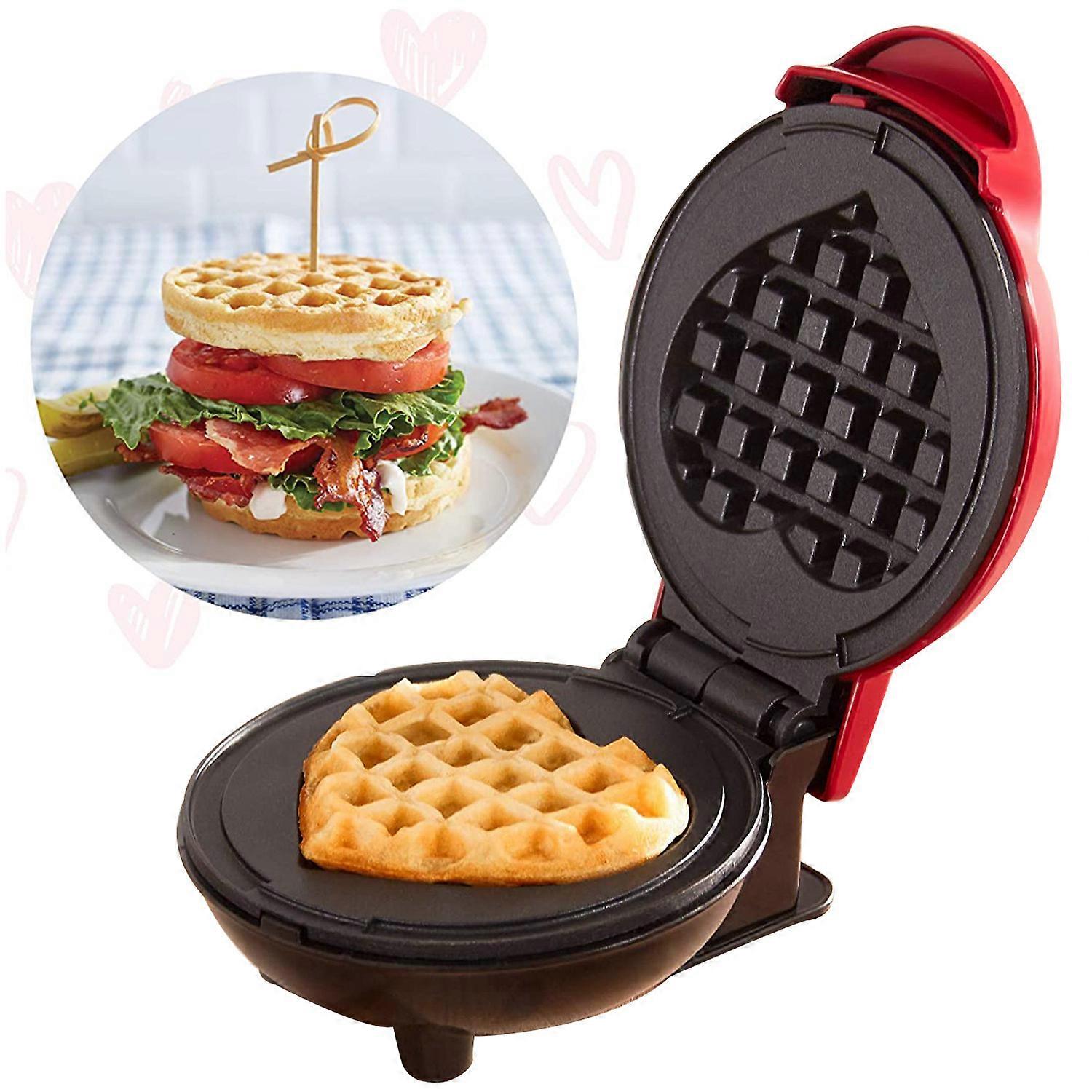 Mini Maker Waffle Maker 5 Non-Stick Waffler Iron Stuffler Stuffed Wafflera Adjustable Browning Control, Heart