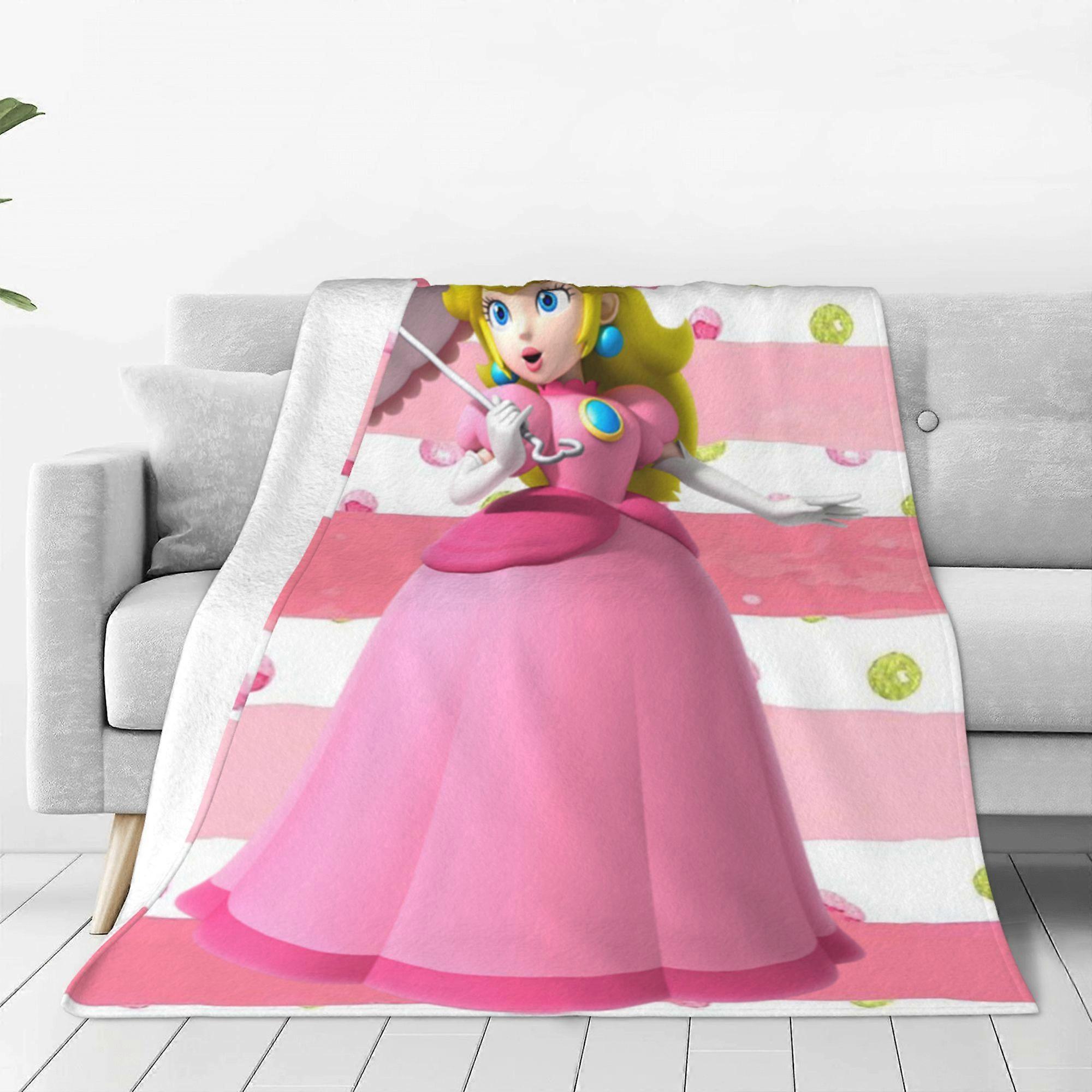 Super Princess Peach Soft Bedding Fleece Blanket Fuzzy Blanket Microfiber Throw Bedding Room Decor Flannel Blankets For -KDE33415