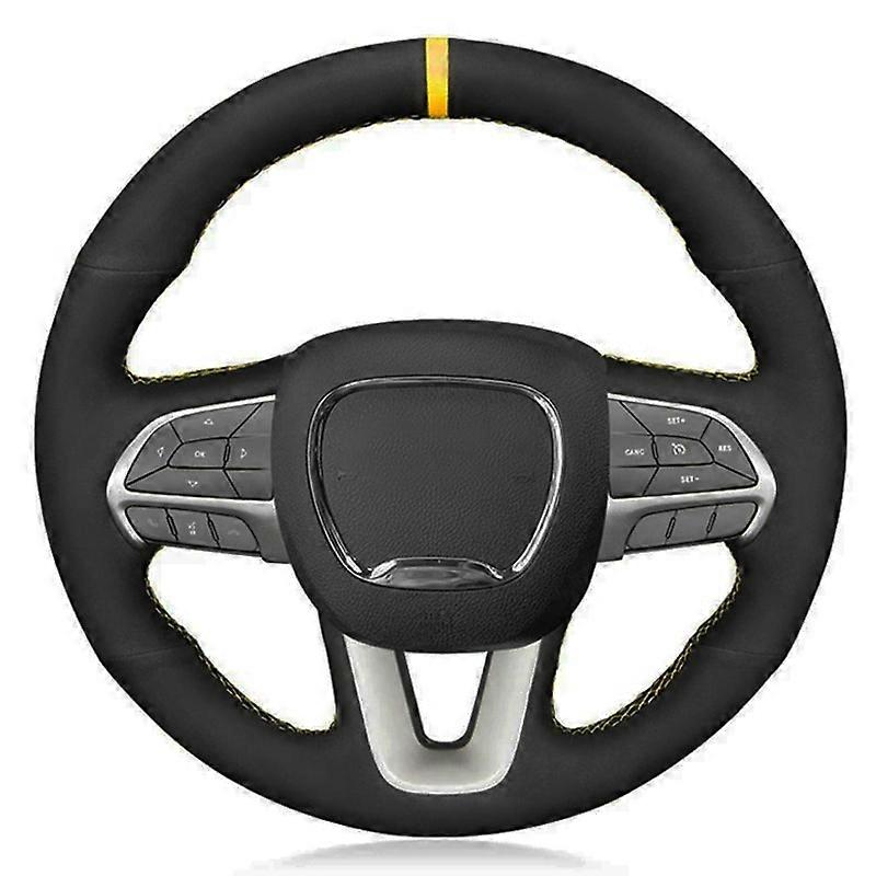 Car Steering Wheel Cover Hand Sewing Soft Black Suede For Dodge Challenger 2015-2021 Charger 2015-2021 Durango 2015-2021