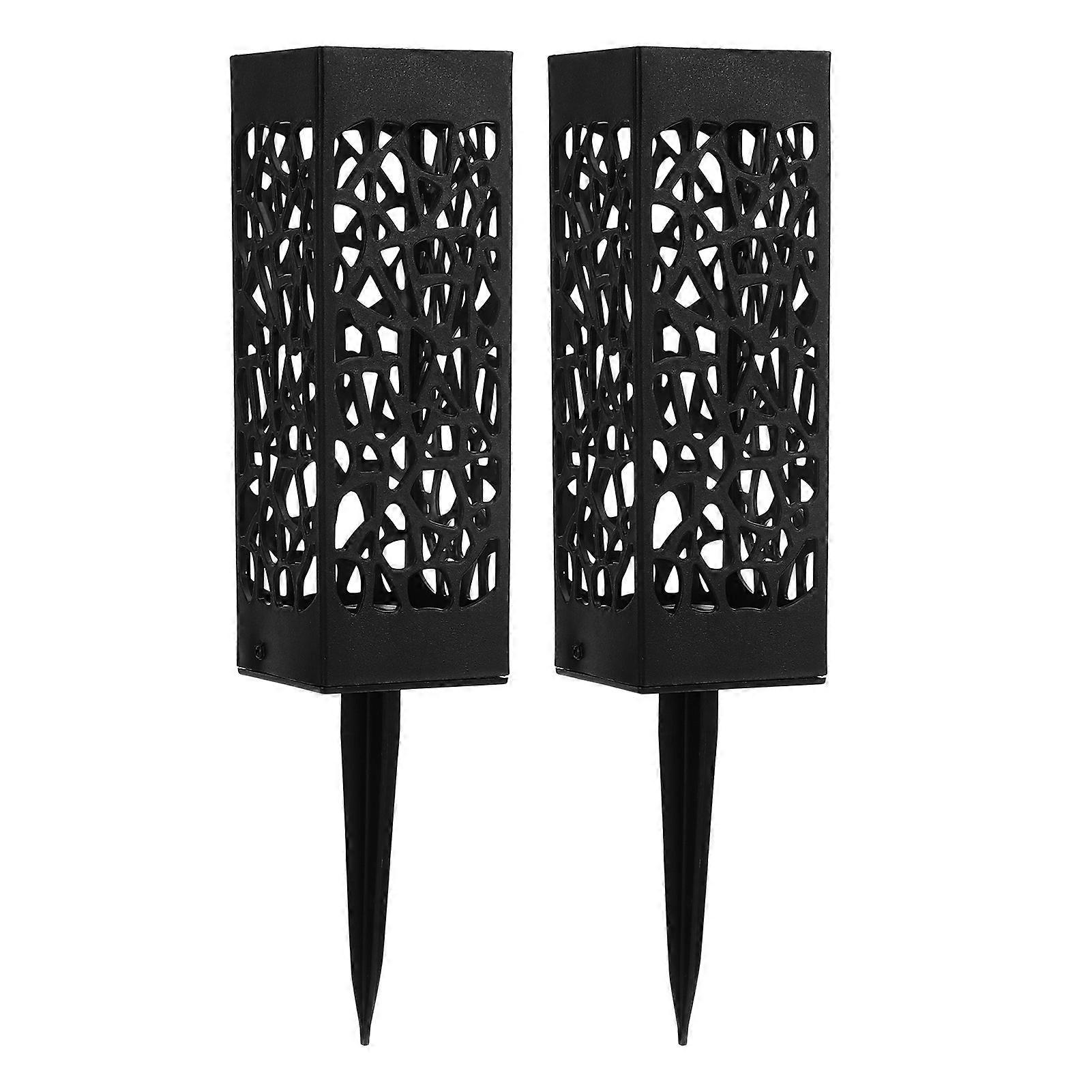 Black Column Grave Flower Holders 2Pcs Hollow Design Easy Installation Ground Insert Cemetery Vase