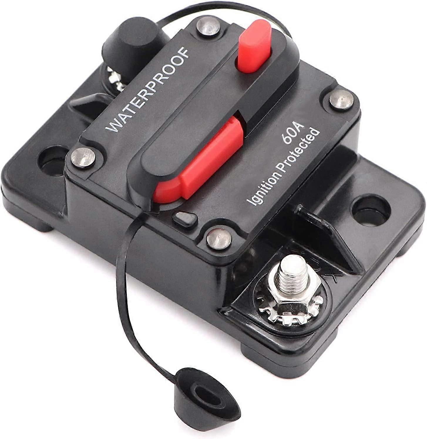 Mottdam 50A AMP Car Circuit Breaker 12V-48V DC Waterproof Car Audio Inline Circuit Breaker with Manual Reset Fuse Holder Inverter for Motor Car Marine