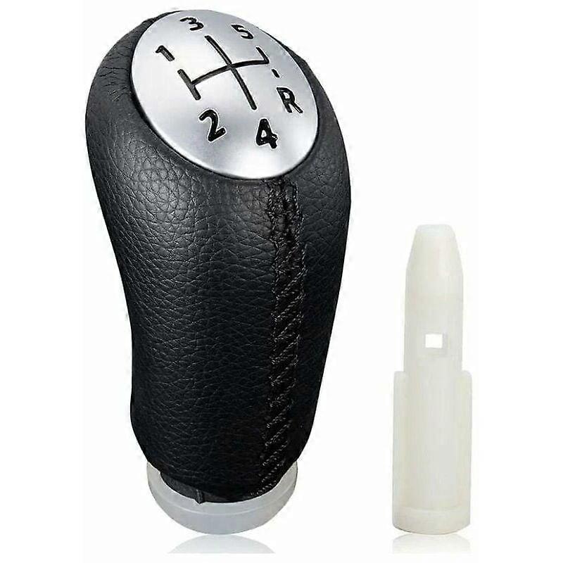 Manual Gear Shift Knob for Renault Clio III 2005-09, Megane 2 Laguna 2003-09, Black Leather, with Adapter