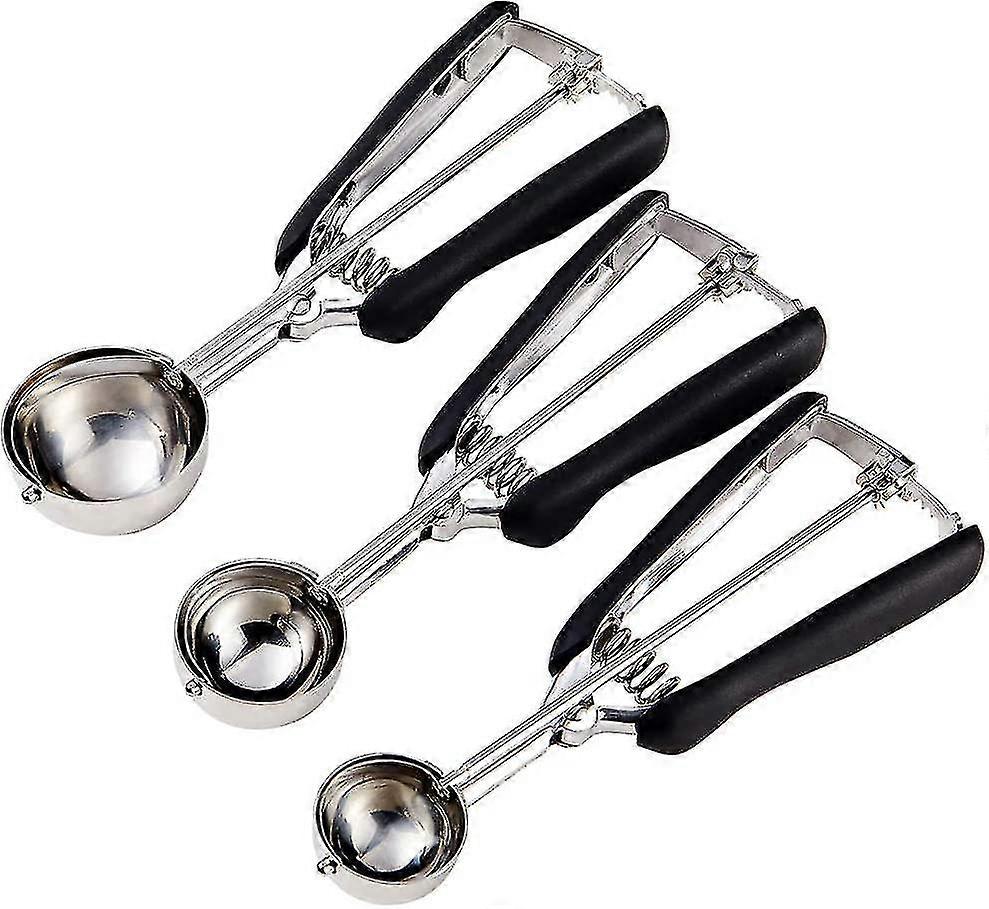 Cookie Scoop Set - Inkluder 1 ss / 2 ss / 3 ss - 3 stk cookie scoops for baking - cookie deig scoop - laget av 18/8 rustfritt stål