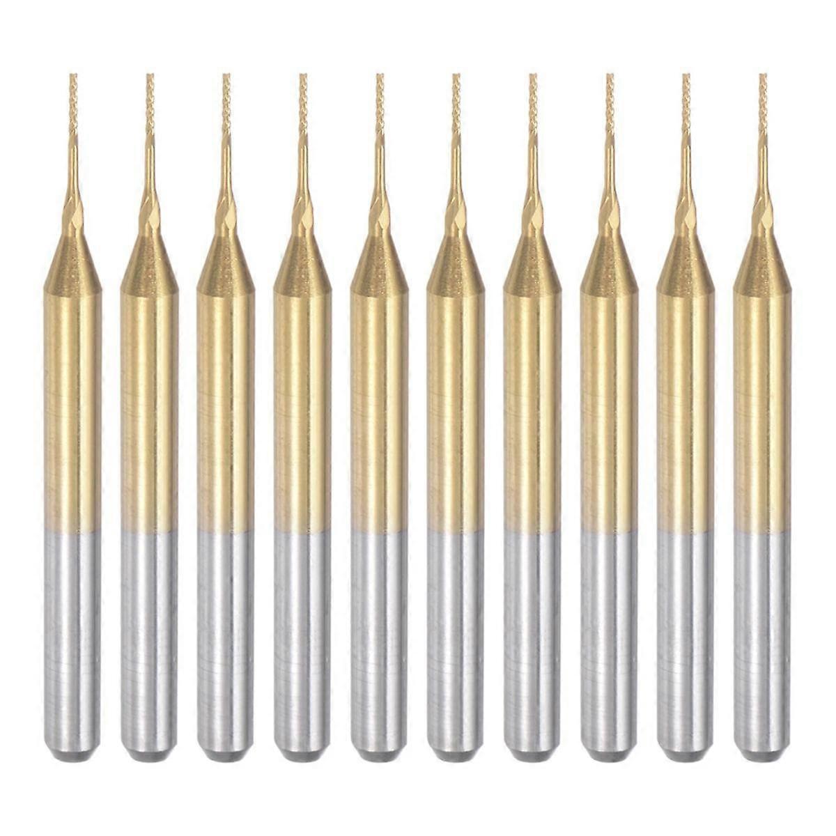 10PCS Titanium Coat Carbide End Mill Engraving Milling Cutter CNC Router Bits for PCB Machine, 1/8