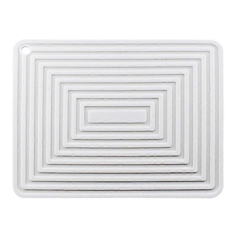 Silicone Pot Holder Thick Heat Insulation Pad Non-Slip Corrugated Kitchen Table Mat(White)