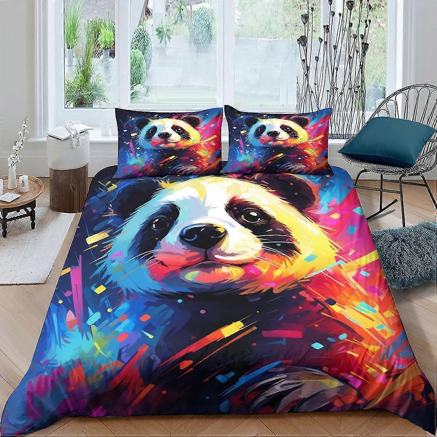 o5164 Lençóis Conjunto de Cama de Panda Gigante Conjunto de Capa de Edredão para Impressão 3D Conjunto de 3 Peças Macio Respirável Bonito Capa de Edredom para Animais de Estimação Capa de Colcha com Zíper 