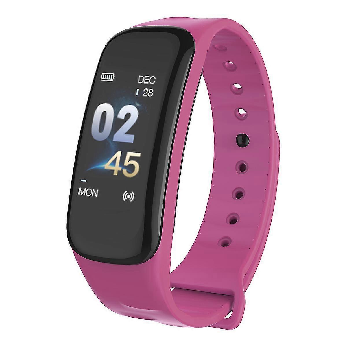 C1 Bluetooth Ip67 Waterproof Wristband Smart Watch Heart Rate Monitor Sport Fitness Track Bracelet - Rose
