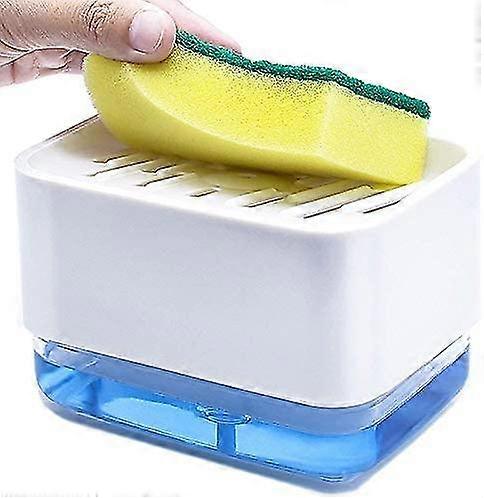 Kitchen Sink Soap Dispenser + Sponge Holder, Hollow Design, Pump Dispenser One Soap Counte