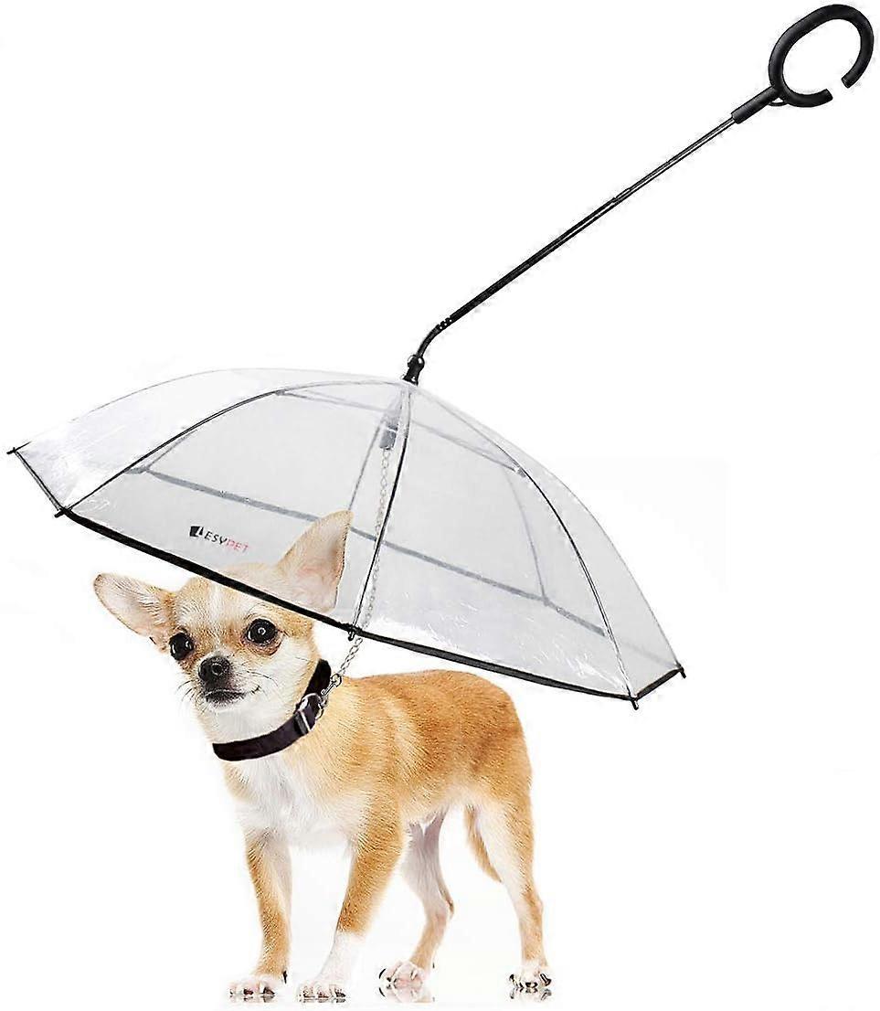 Guarda-chuva para Cães com Trela, Guarda-chuva Ajustável para Animais de Estimação com Coleira de Aço Guarda-chuva à Prova de Chuva à Prova de Neve para Filhotes Guarda-chuva Transparente
