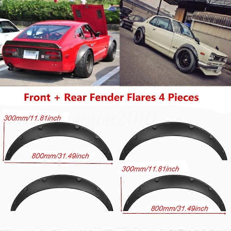 4Pcs Carbon Look Wheel Arch Fender Flares Cover Trim Mudguards Protective Lip Anti-Scratch Strips Universal Car Accessories