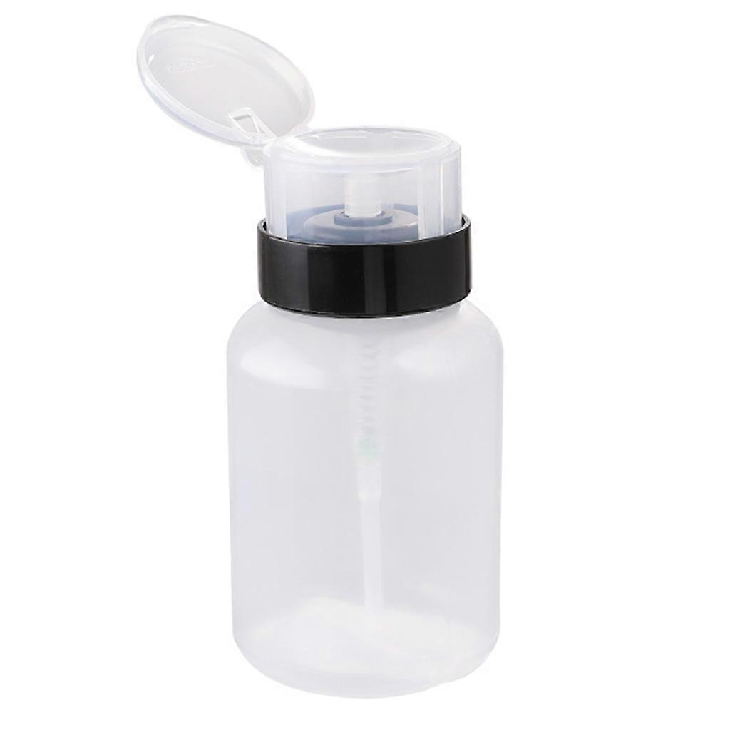 200ml Clear Push Down Refillable Empty Bottle Lockable Press Pump Dispenser for Nail Polish Makeup Remover Container