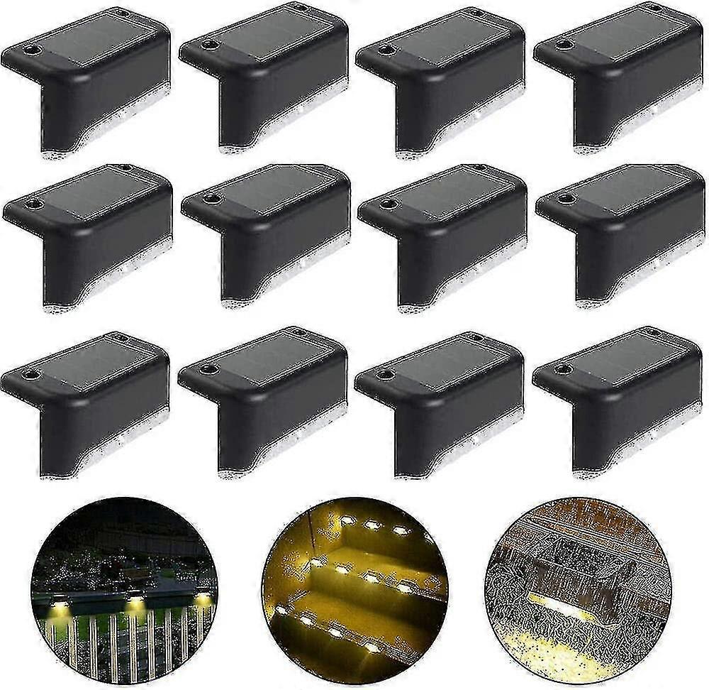 12 stk vanntett solcellegjerdelys, trappelys, ip65 led solhagelys-MXBC